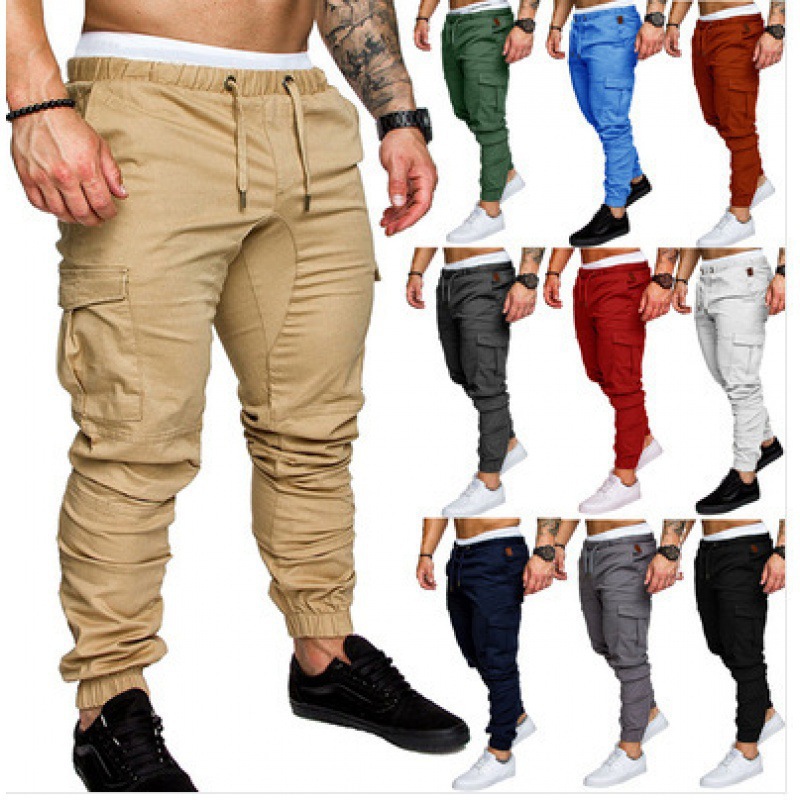 Pantalones casuales de AliExpress para hombre, ropa de trabajo de nuevo estilo de comercio exterior, pantalones multibolsillos, tela tejida para hombre, pantalones casuales de Amazon