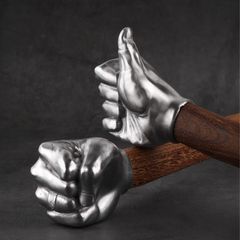 实心铁锤车载多功能锤子工艺摆件不锈钢拳头锤子防身榔头木柄铁锤