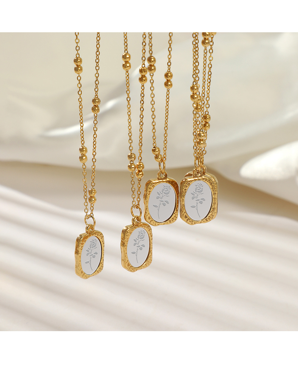 Fashion Flower Titanium Steel Plating Pendant Necklace Colorza_colorza_1