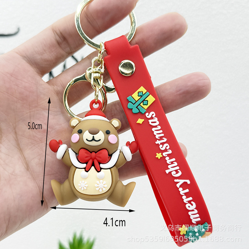 跨境圣诞钥匙扣软胶公仔挂件圣诞礼品配件立体公仔圣诞老人小挂件|undefined