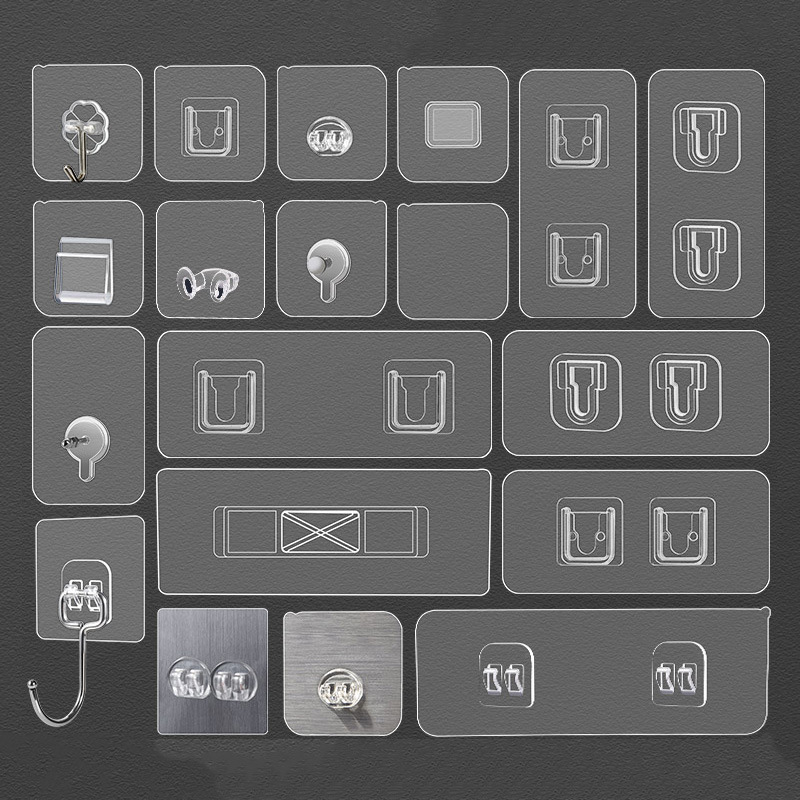 【】No-Drill Adhesive Hooks, Traceless Stickers, Suction Cup Adhesive Storage Rack, Claw Hooks, Acrylic Hooks