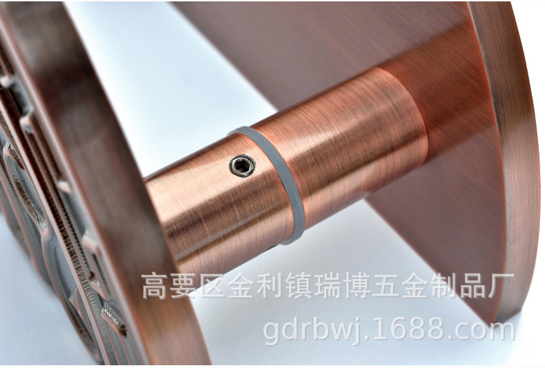 古铜色雕刻门把手中式玻璃门木门把手实心铝板定制对装