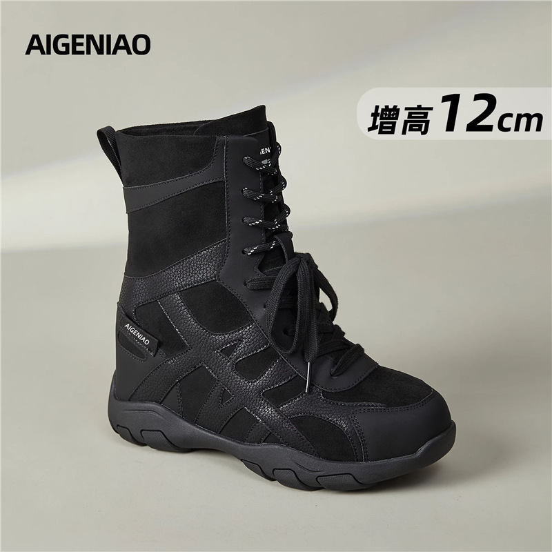 内马丁靴女2025秋季新款户外登山鞋9cm复古厚底西部靴短靴子|undefined