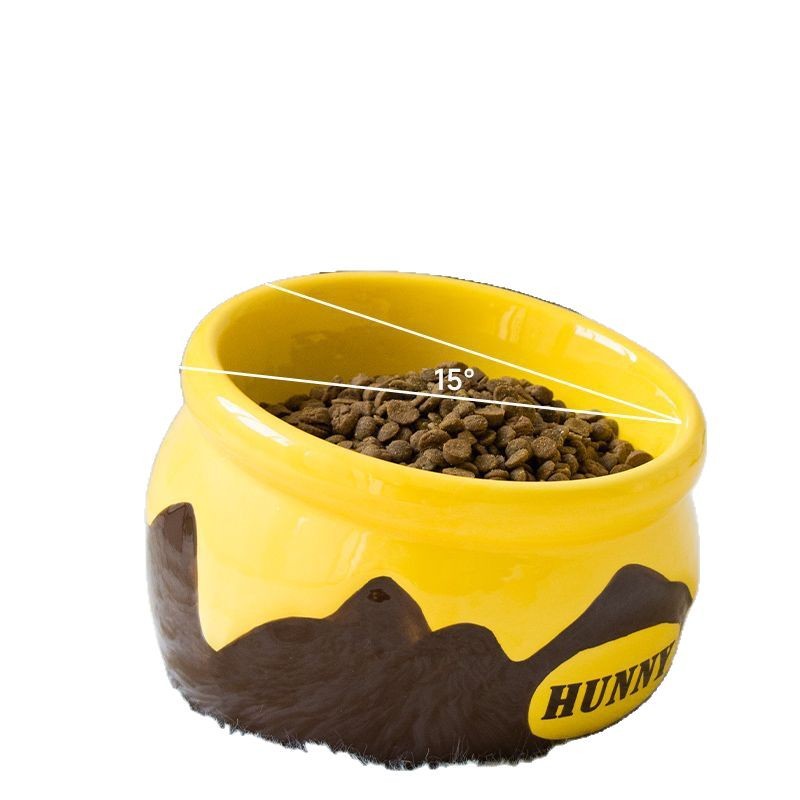 Cat Bowl Food Basin Ceramic Dog Bowl High Foot Oblique Mouth Protection Cervical Spine