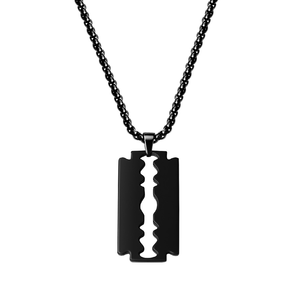 Collier pendentif croix en acier inoxydable pour homme, style hip-hop, avec chaîne à perles polyvalente._voghion.com