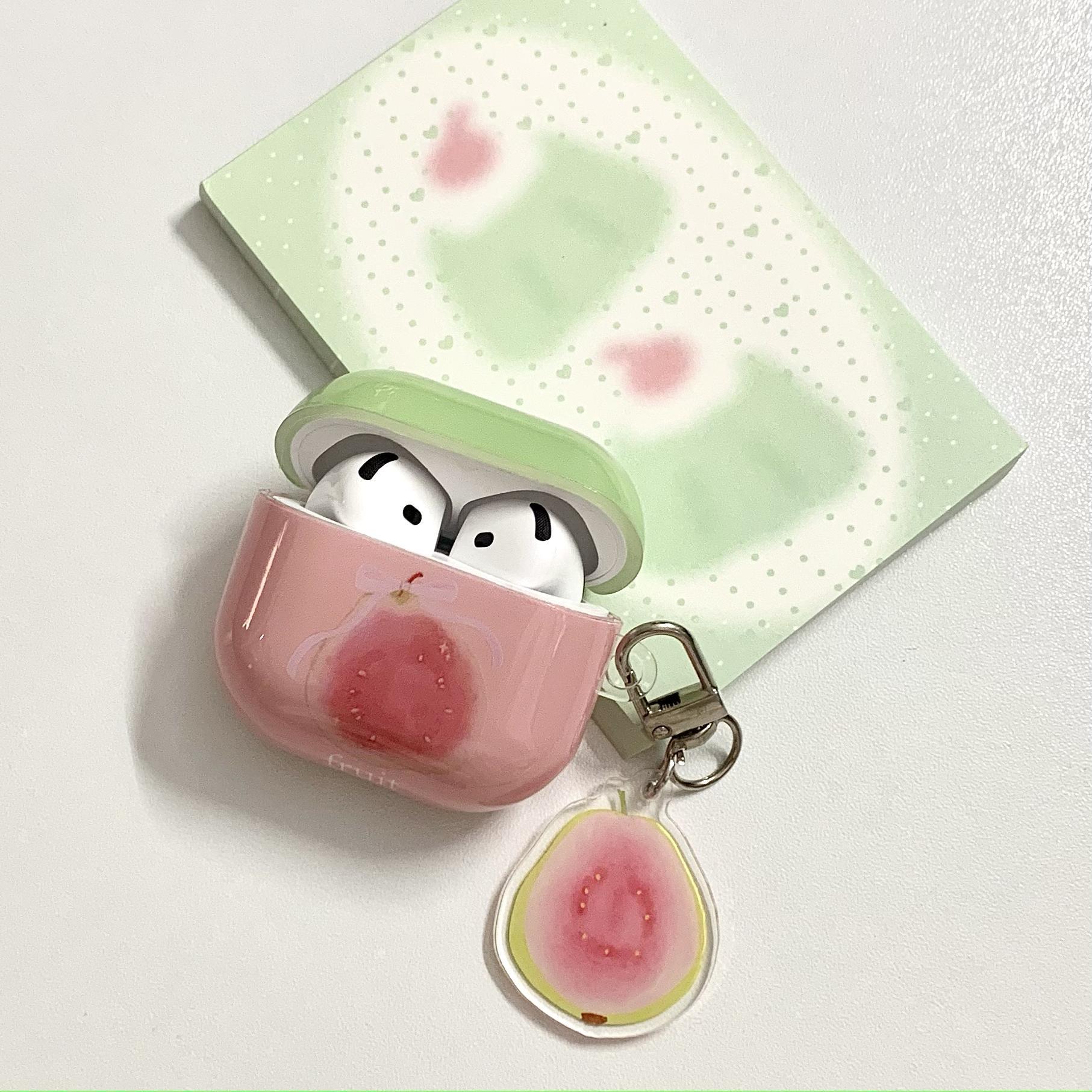 Pequeña guayaba rosa fresca de dibujos animados para auriculares AirpodssPro2 nuevo colgante de generación 3/4 1/2 fruta