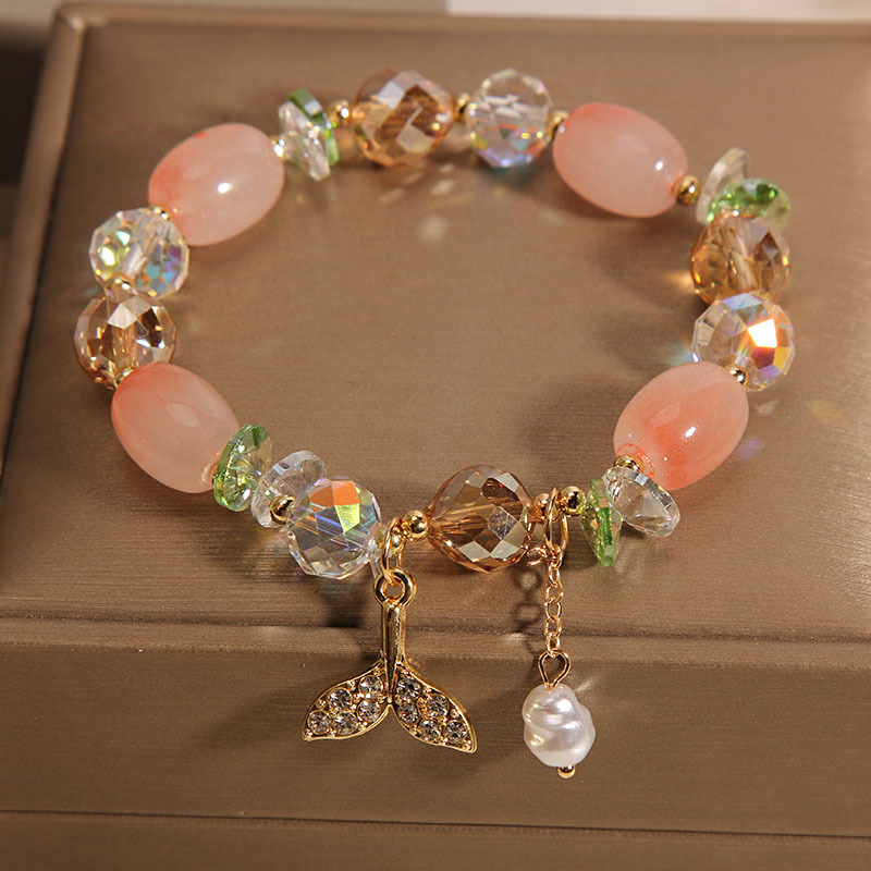 Estilo coreano lindo fishtail pulsera para niños simple de las mujeres Mori niña pulsera de cristal Internet celebridad novias pulsera de Estudiante
