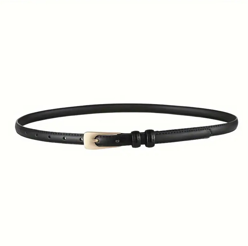 Vintage PU Small Belt Cowhide Student Simple All-match Decorative Thin Belt with Suit Skirt Jeans Women