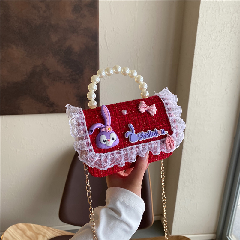 Nuevos bolsos infantiles coreanos bolsos de princesa bolsos de cadena bolsos de perlas bolsos de arco bolsos casuales para niñas