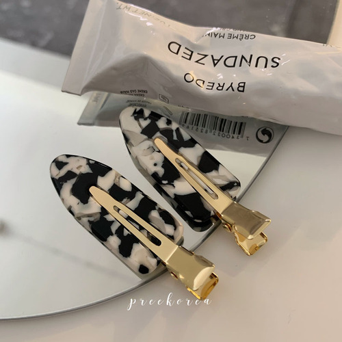 Korean makeup clip Internet celebrity streamer clip acetic acid traceless bangs clip side clip one-word clip hairpin star style hairpin