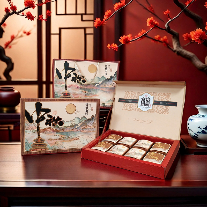 2025新款中秋节月饼礼盒包装盒空盒8粒10粒月饼盒厂家可定 制加印