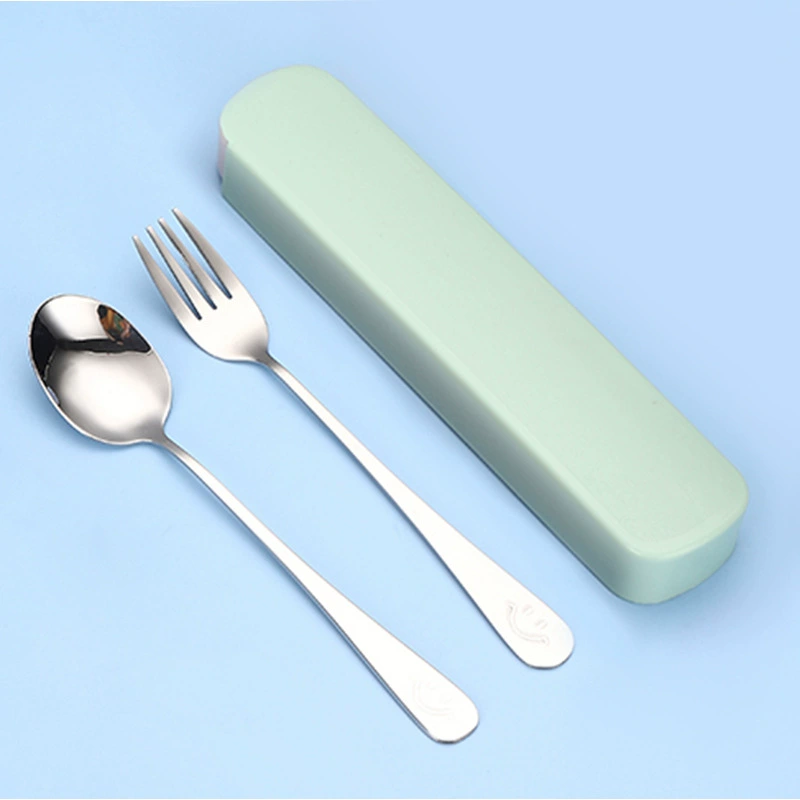 Portable 304 Stainless Steel Tableware Set, Spoon Chopsticks Fork, 3‑Piece with Storage Case