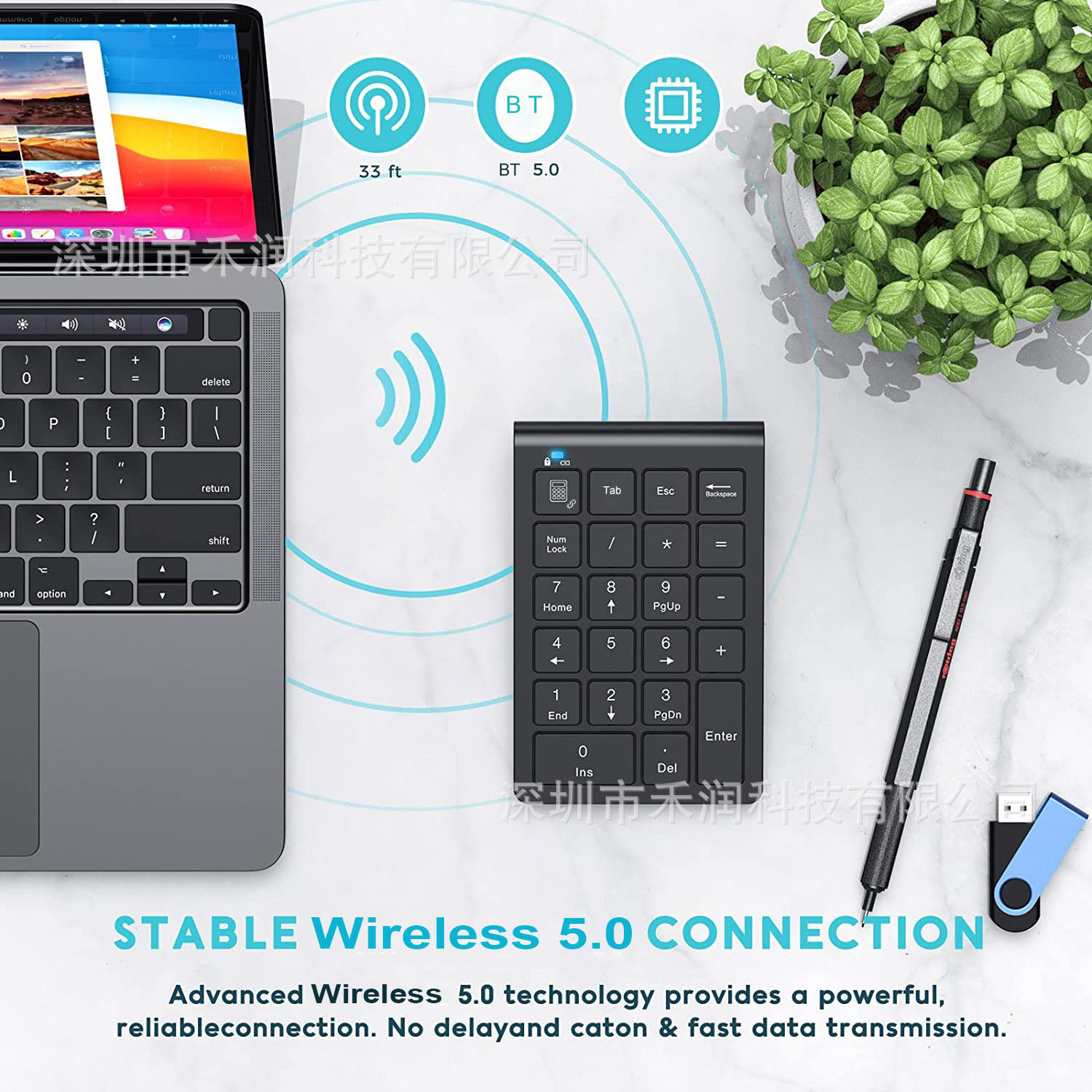 Type-C Charging Wireless Bluetooth Numeric Keyboard Silent Financial Accounting Computer Office Keyboard Manufacturer Wholesale