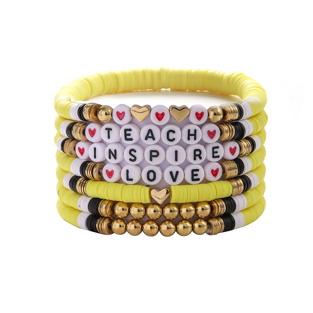 35g Weight CCB Pendant Material Bracelets Classification soft clay Chain Material 1 Set Quantity Holiday, Daily Occasion CCB, soft clay Material Teachers' Day Festival Letter, Heart Shape Pattern Women's Gender Casual, Simple Style Style Casual Simple Style Letter Heart Shape CCB Soft Clay Wholesale Bracelets 6