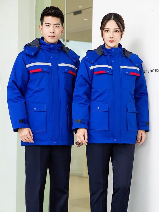 冬用静電気防止綿服 男女兼用 取り外し可能なポリエステル綿服 防寒服 工場作業服 労働保護作業服 綿服|undefined