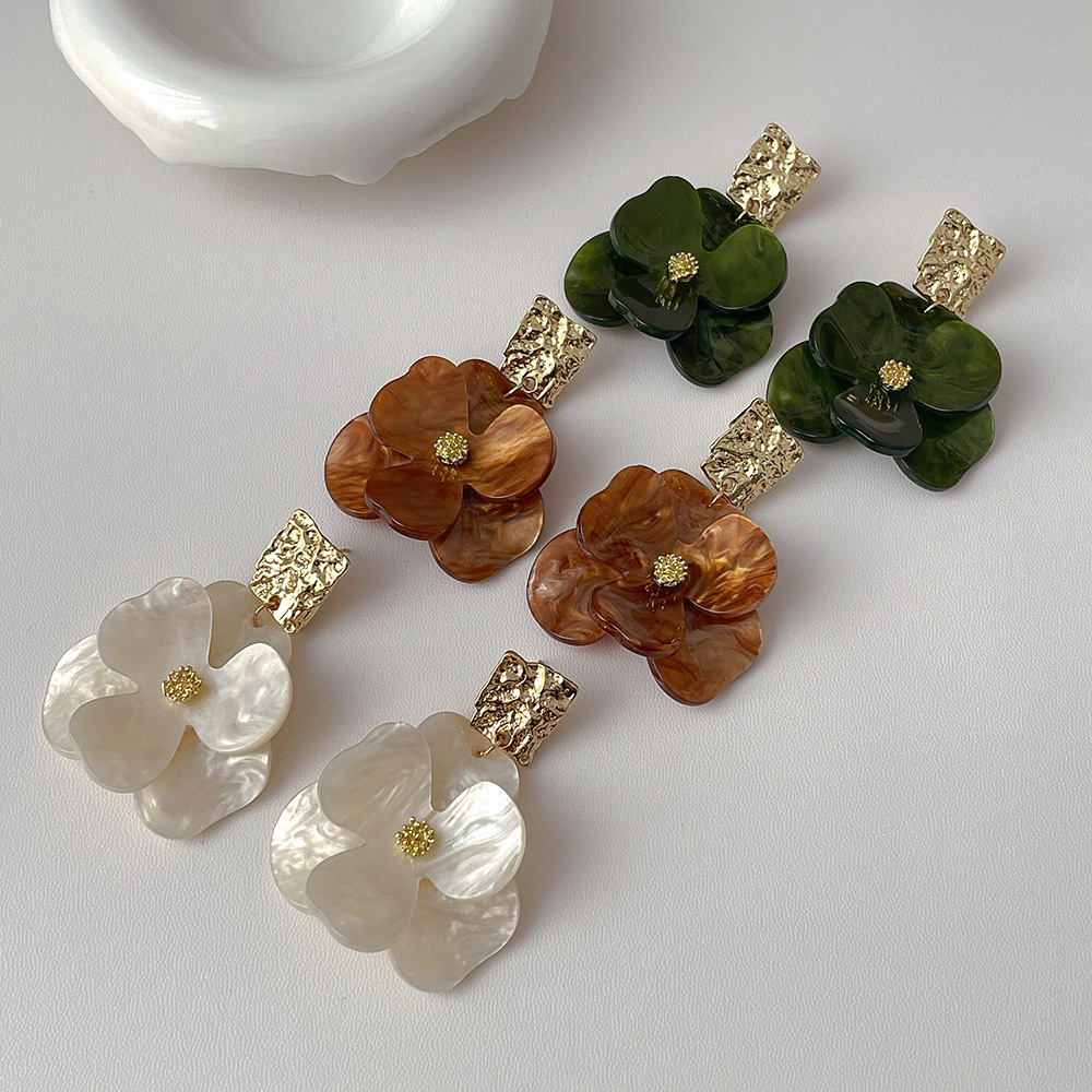 1 Pair Quantity 1 Pair Basic Modern Style Classic Style Flower Stoving Varnish Arylic Copper Drop Earrings