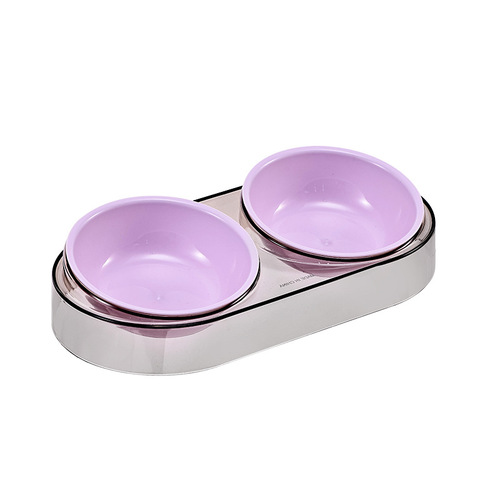 Cat bowl transparent cat food bowl pet feeding and drinking water double bowl dog bowl anti-knock over cat food bowl eating bowl pet supplies
