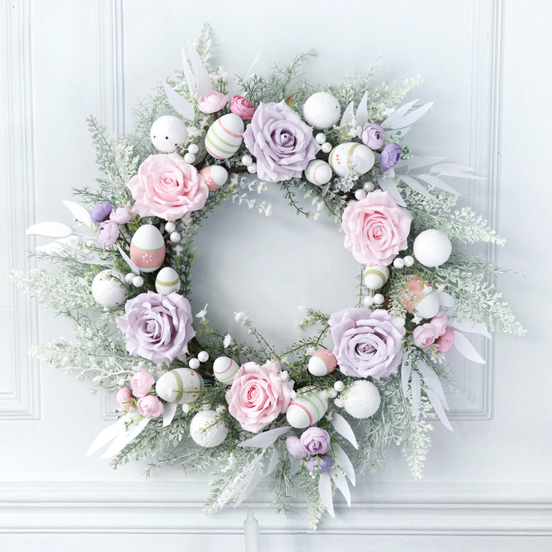 2023 Spring Easter Flower Ring Simulated Easter Egg Festival Home Door Decor Wall Hanging Decor Wedding Venue Decoration