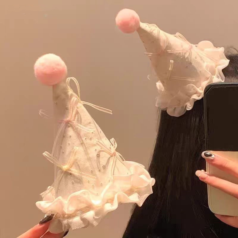 South Korea Cute Bow Birthday Hat Hairpin Women's Holiday Party Cake Hat Bangs Clip Photo Hair Accessories
