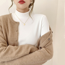 纯色德绒半高领打底衫女内搭秋冬季加绒加厚长袖打底衣紧身t恤