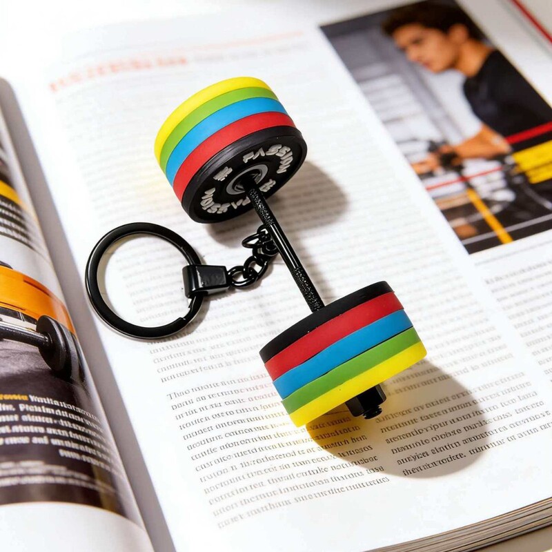 Manufacturer of Sports Fitness Weightlifting Exercise Combination Barbell Keychain Mini Dumbbell Keychain Backpack Pendant Wholesale
