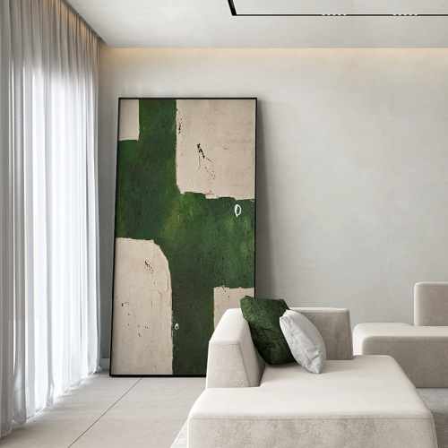 Color, silent wind, porch abstract decoration painting ink green hanging painting huge art sofa large size landing painting