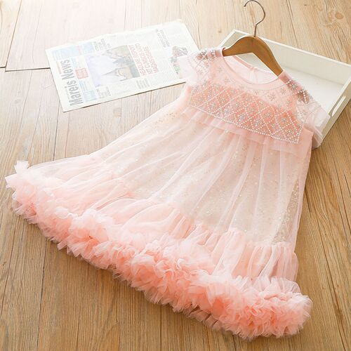 Designer new children's dress 2024 summer girls' exquisite sequin gradient large lapel tutu princess dress