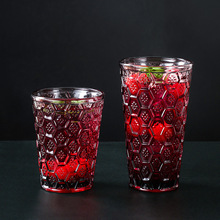 綠典 歐式復古浮雕玻璃杯 創意玻璃原色水杯家用果汁杯日用餐具