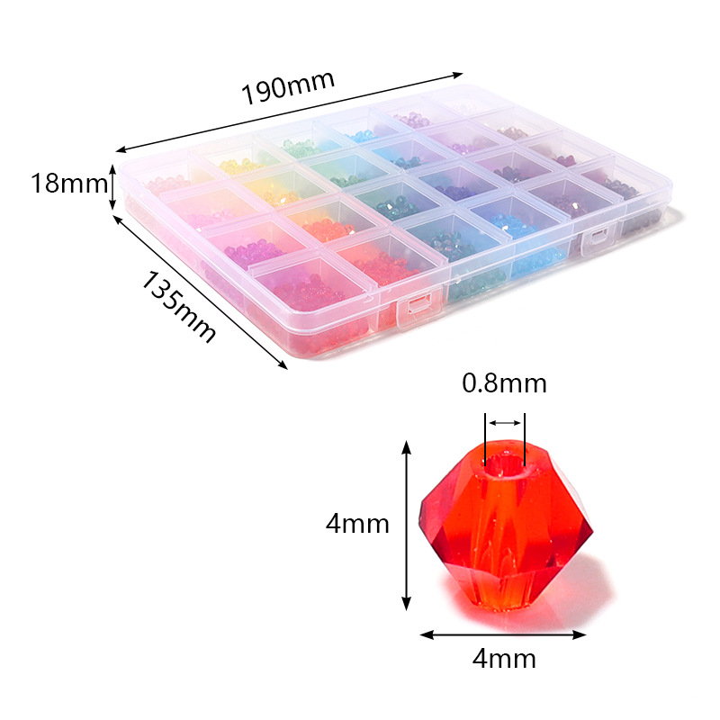 Venta caliente de Europa y América 24 rejilla 4mm cristal corte cuentas puntiagudas caja DIY pulsera accesorios ropa traje al por mayor