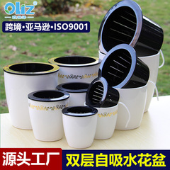 クロスボーダー Olinze レイジー植木鉢シンプルな自己吸水プラスチック植木鉢デスクトップクリエイティブ植木鉢家庭用樹脂ポット
