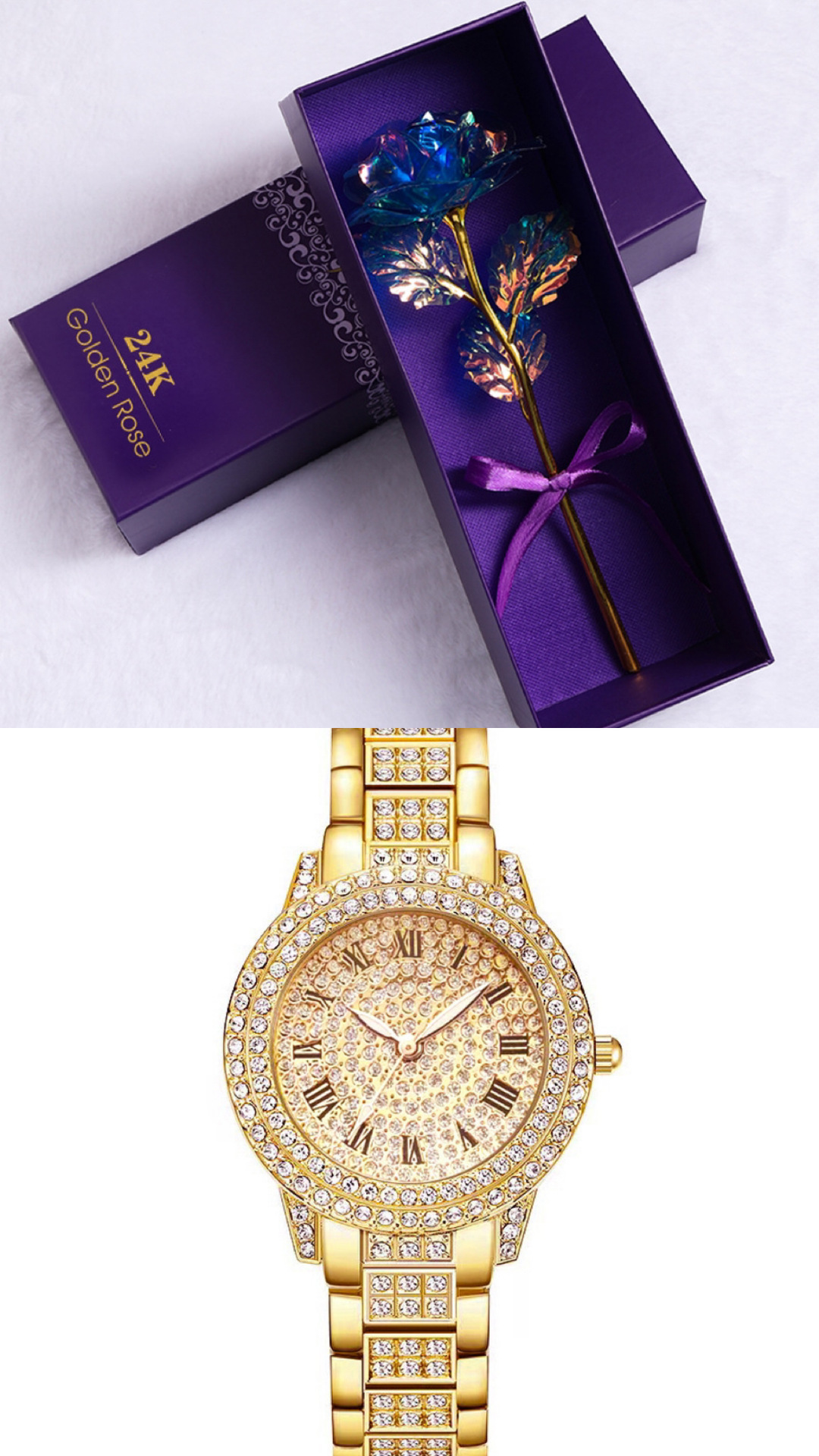 Gold Foil Rose Gift Set With Decorative Design For Any Occasion_voghion.com