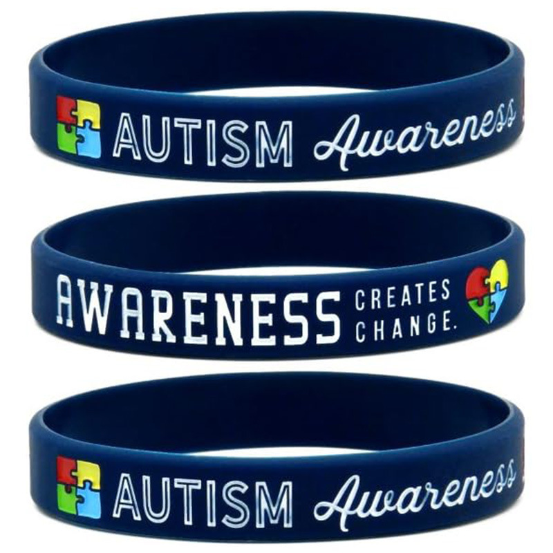 Autism Awareness Wristband with European and American Autism Warning Message, Promotional Silicone Bracelet, Simple and Versatile