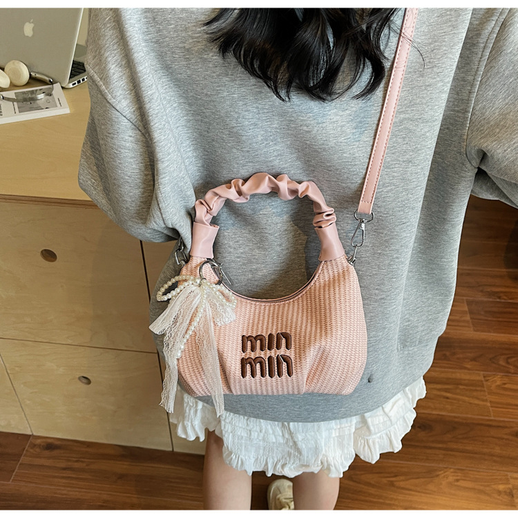2025 Pleated handbag for Women's summer, a new niche design, trendy and fashionable, versatile woven single-shoulder crossbody bag undefined