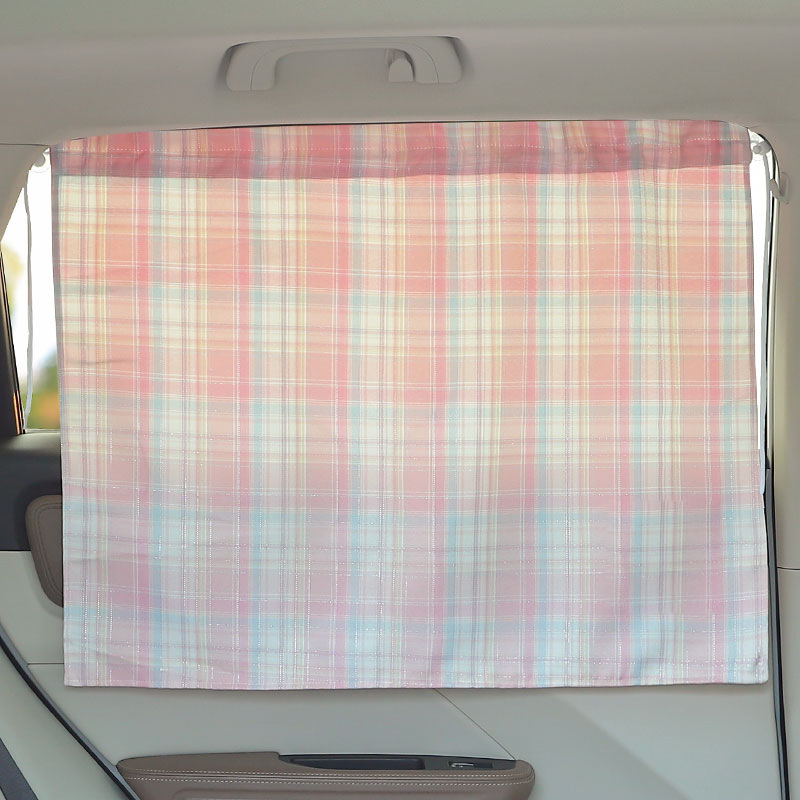 Katong – Car Window Curtains Car curtains - pink-gold-grid