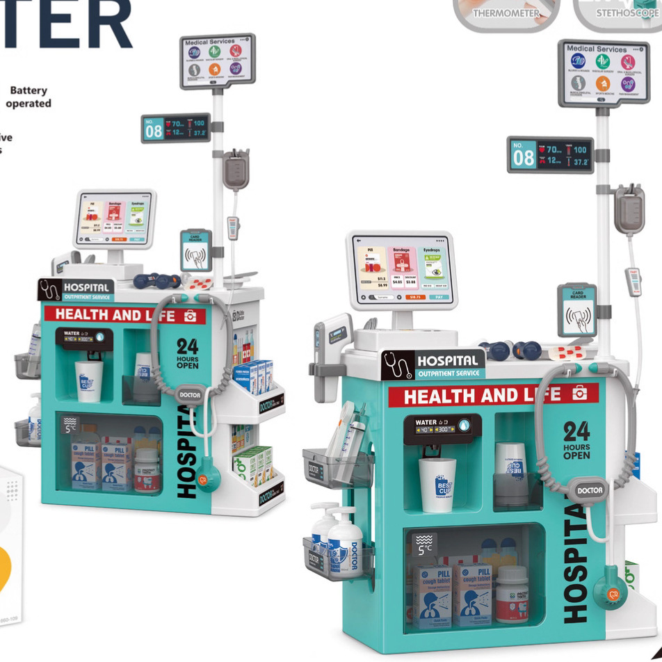 Simulación transfronteriza de sonido y luz para niños estetoscopio de enfermería dentista juguete con mesa médica de agua