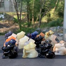 爆款3cm左右天然半宝石水晶情侣猫设计款创意生日节日礼物七夕节