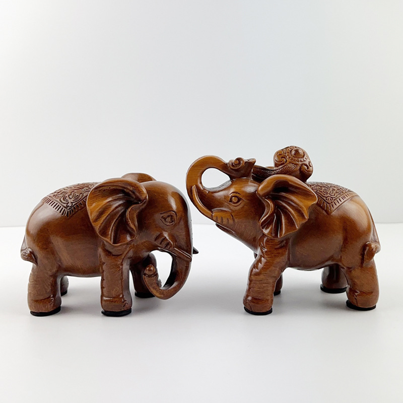 Chinese Wood Pattern Elephant Resin Crafts Creative Home Decorations Living Room Entrance Gift Modern Simple Ornaments