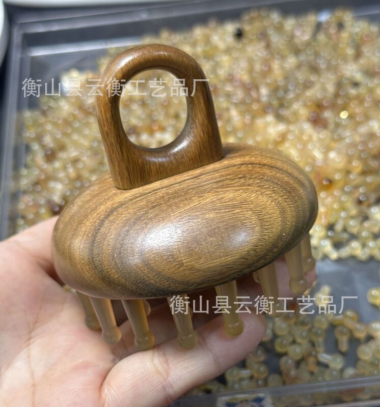 厚みを50％増加 | 羊の角マッサージコーム、頭経絡コーム、ヘアセラピーマッサージャー、頭皮スクレーピング、脱毛防止リング|undefined