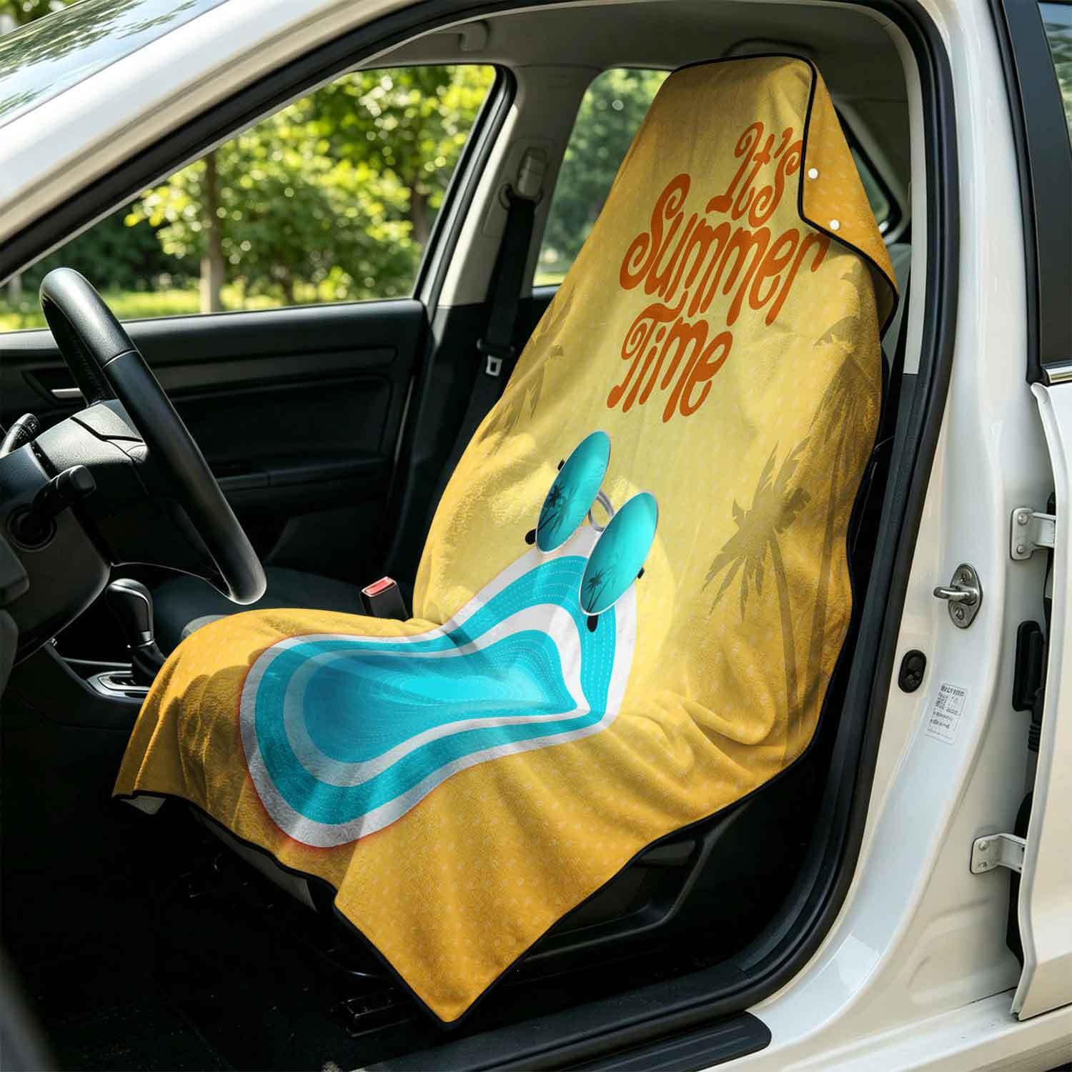 Summer bath towel and car seat cover 2-in-1, ultra-fine fiber outdoor beach and car dual-use universal seat cushion