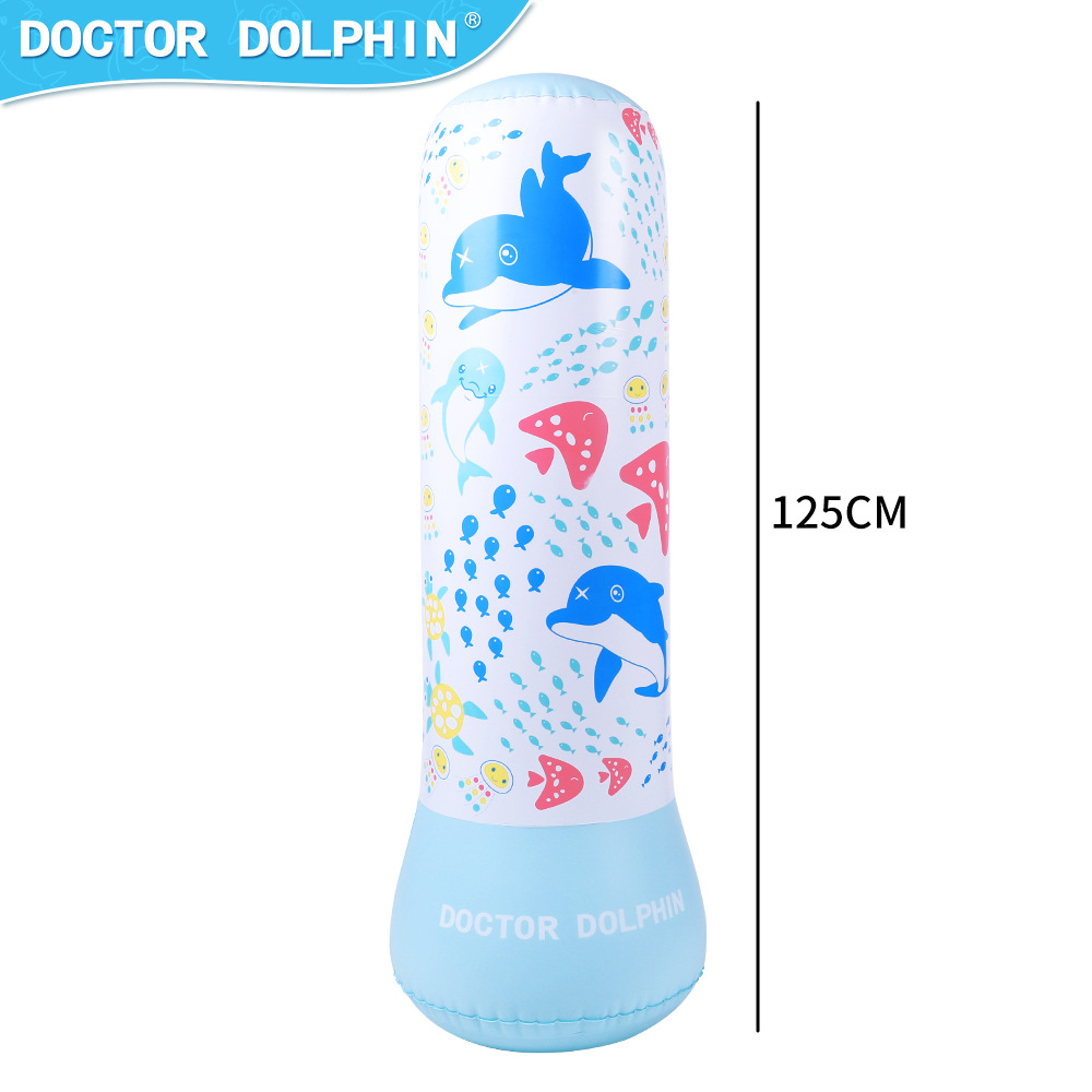 Doctor Dolphin | Columna de boxeo inflable para niños 125cm Columna de boxeo para niños Vaso vertical cilíndrico