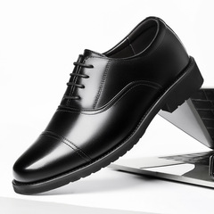 三接頭系帶皮鞋男士商務休閒低幫鞋英倫韓版潮流圓頭正裝德比鞋