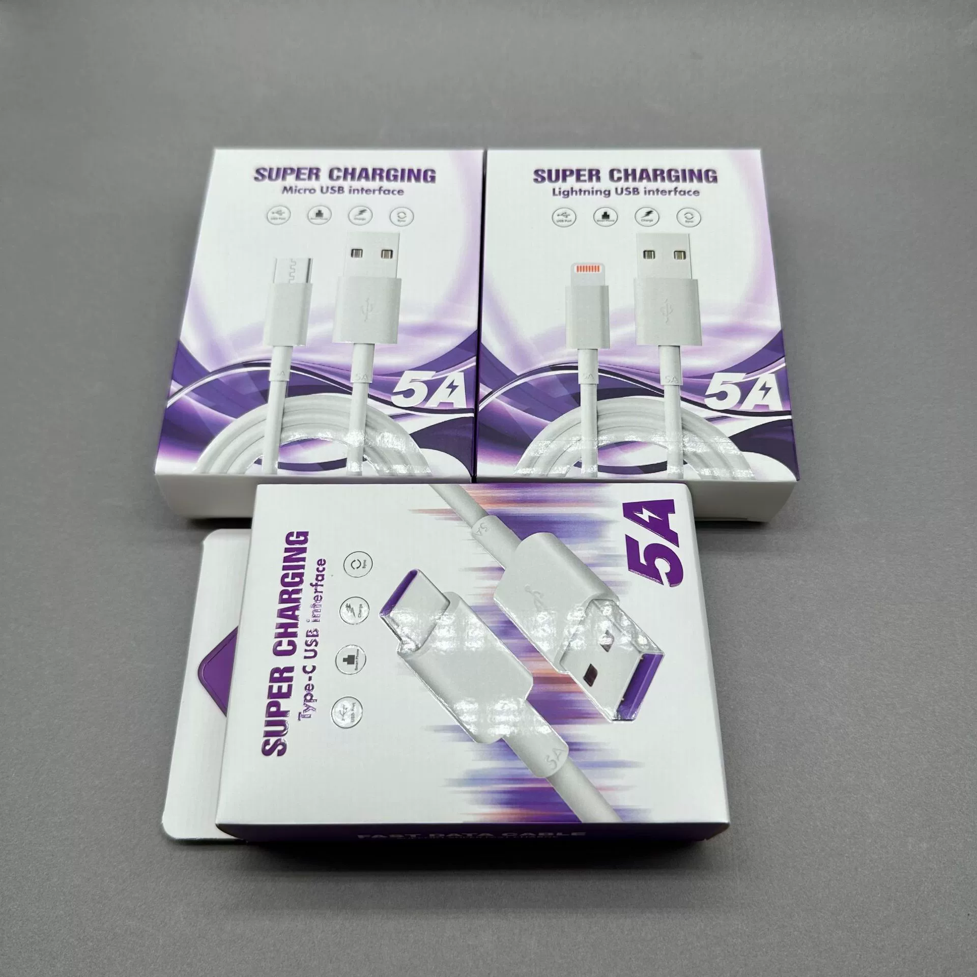 Fast charging data cable (Zhen) 5A/6A PD, Type‑C/Apple/Android, braided, 0.3–3 m