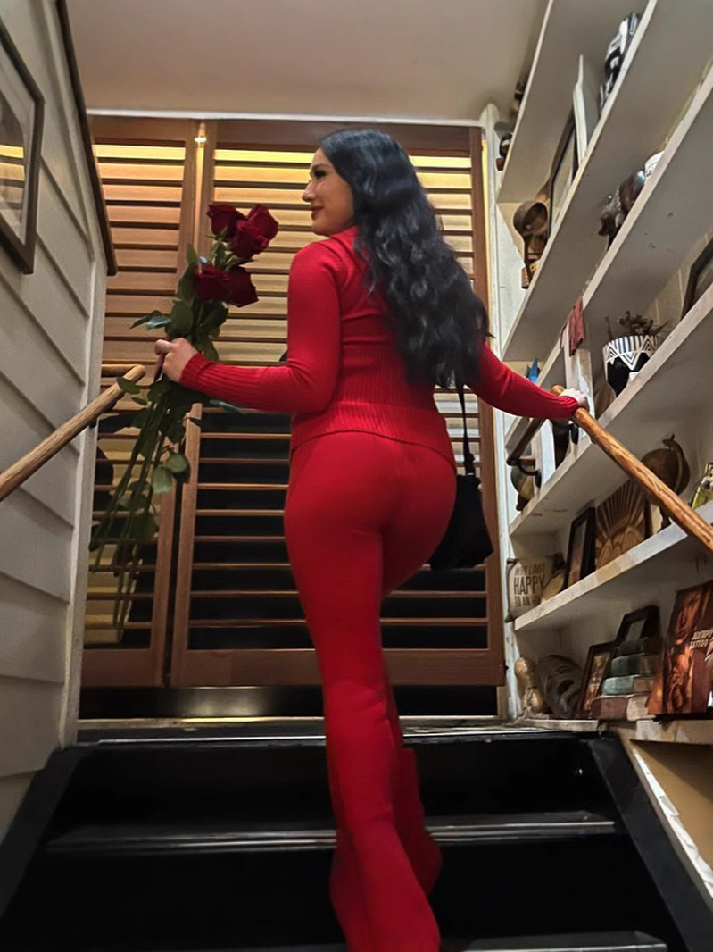 欧美跨境2024新款针织连帽套装女装时尚性感高腰长袖长裤两件套