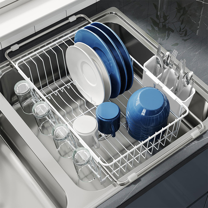 Amazon 伸縮シンク食器水切りラック水カップ箸フォーク収納キッチンカウンタートップ食器収納ラック|undefined