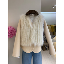 心动符号两件套软萌贵气狐狸毛皮草马甲俏丽佳人羊毛双面呢短外套