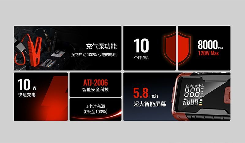 Car Air Pump, Emergency Jump Starter, All-In-One Machine, Cigarette Lighter, Air Pump, Strong Start, 12V Car Jump Starter Power Bank