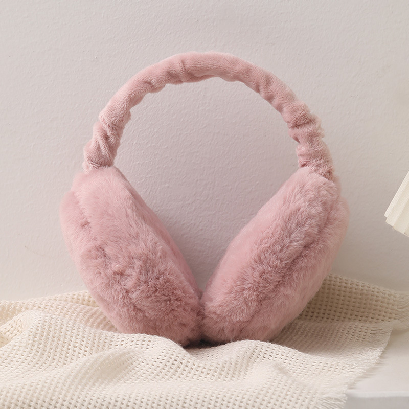 Transfronterizo invierno cálido auriculares plegables protectores de oídos de peluche color sólido a prueba de frío para hombres y mujeres auriculares peludos