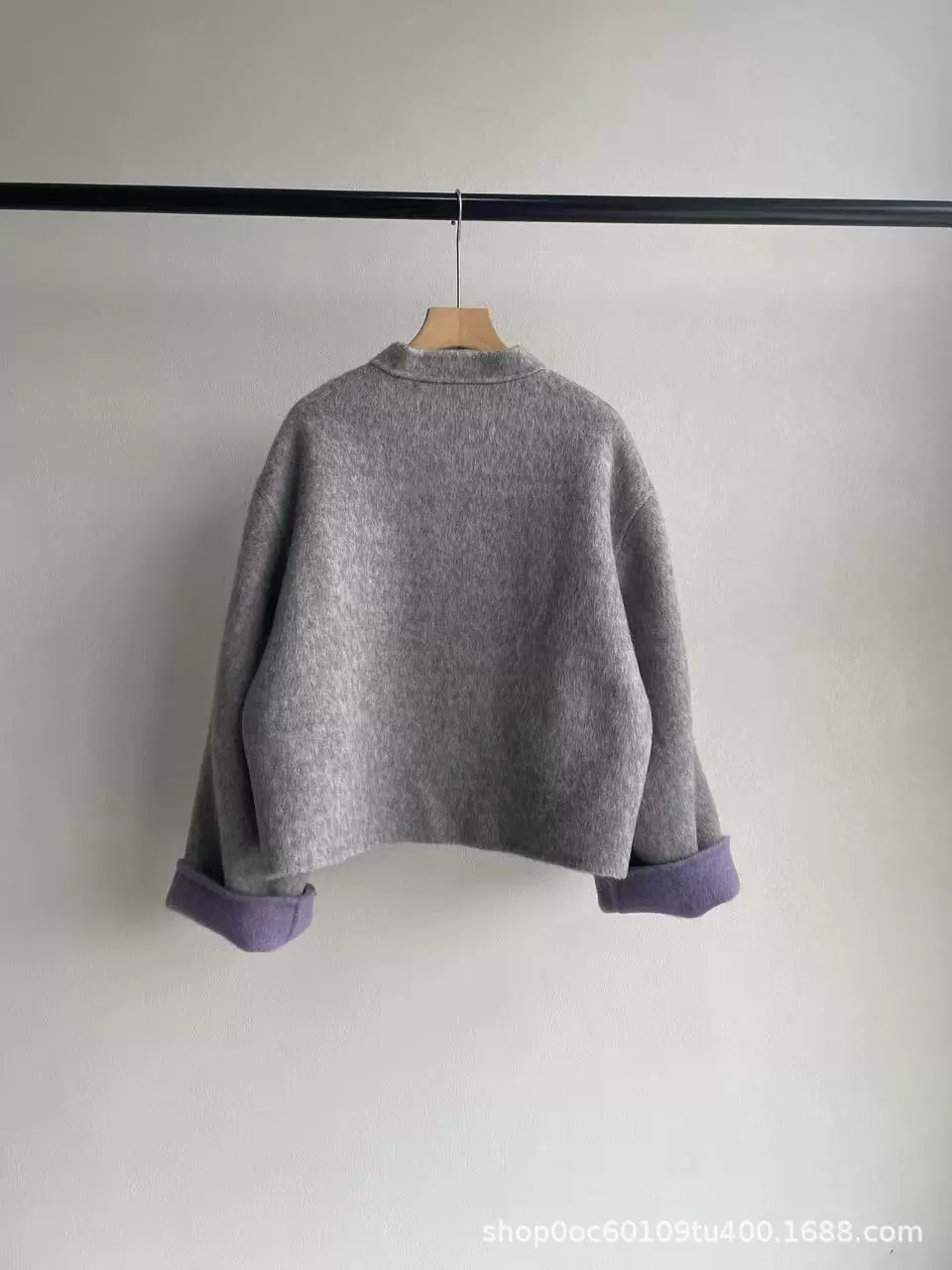 Double-sided demi-season short woolen jacket, Chinese style