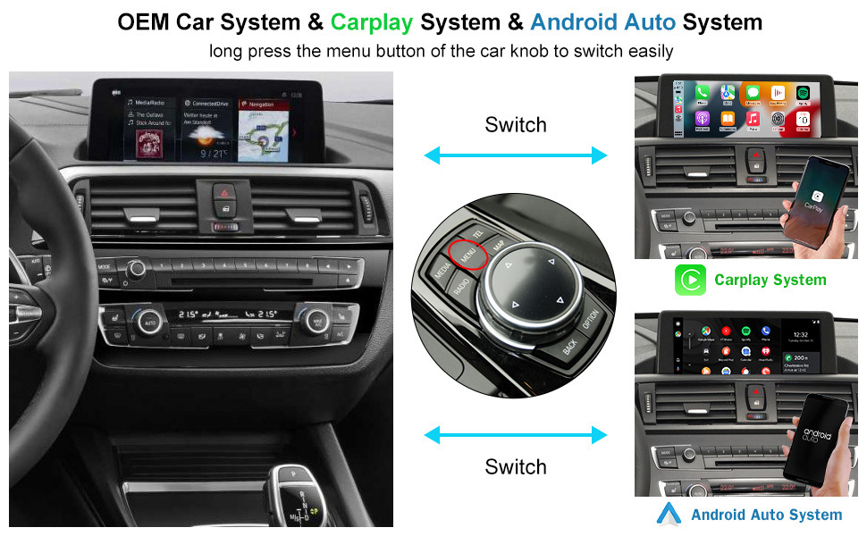 RoadTop Wireless CarPlay Decoder Module Car Machine Interconnection Suitable for Bmw EVO Decoder