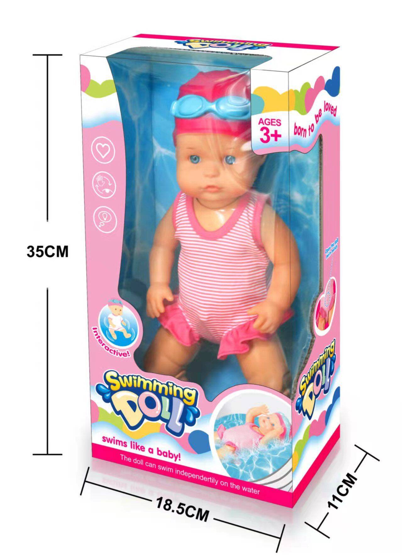 Niños transfronterizos jugando en el agua para aprender a nadar, muñeca de natación de 6 pulgadas, cuerda de la piscina, 13 pulgadas, eléctrico con articulaciones